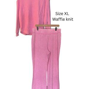 Share Sunny Side by Sundry Pink Waffle Knit Sweat Set XL